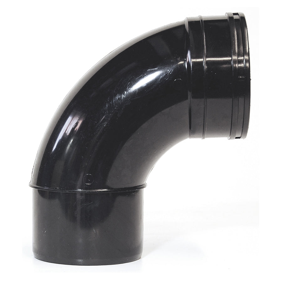 110mm Solvent Soil Bend 92 Single Socket/Spigot Black - drainagedistribution.co.uk