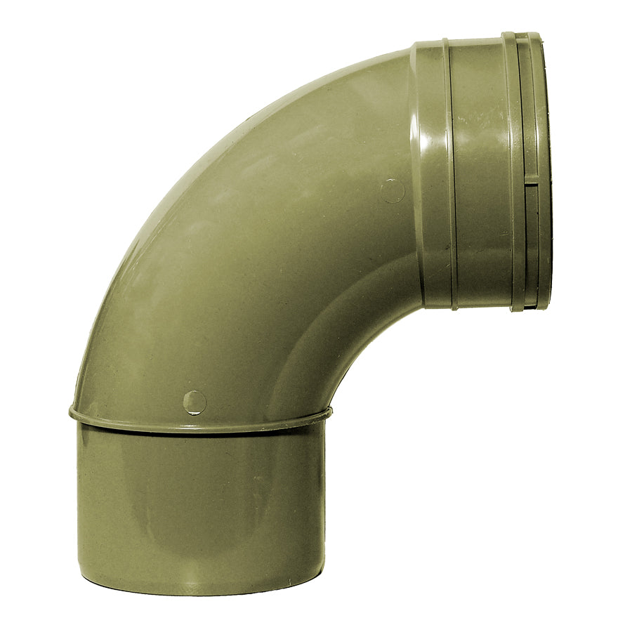 110mm Solvent Soil Bend 92 Single Socket/Spigot Olive Grey - drainagedistribution.co.uk