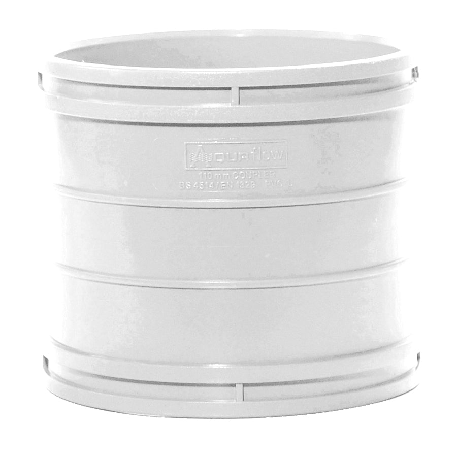 110mm Solvent Soil Straight Coupling White - drainagedistribution.co.uk