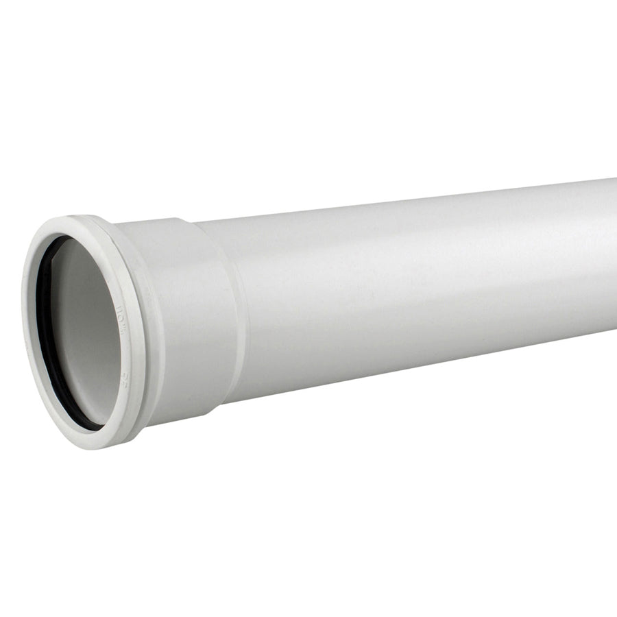 110mm Push Fit Soil Single Socket Pipe 1.5mtr White - drainagedistribution.co.uk