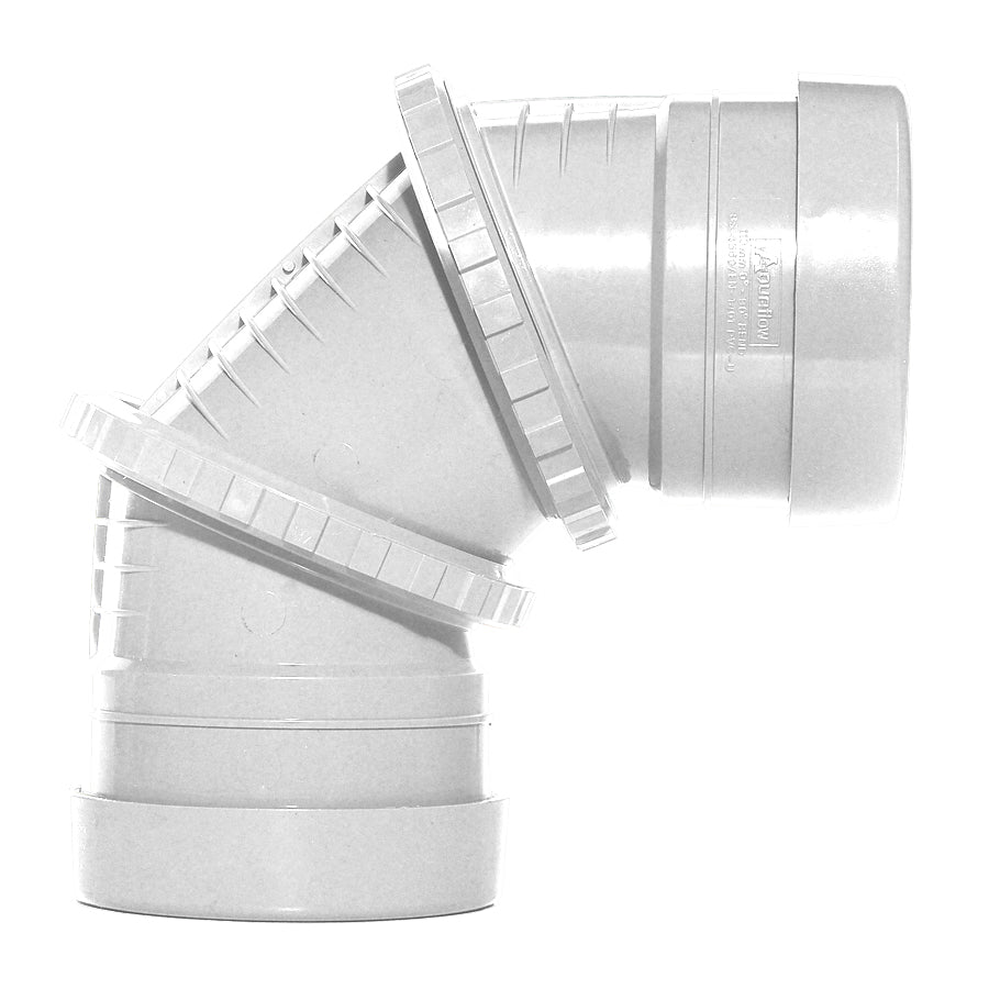 110mm Push Fit Soil Adjustable 0 - 90 Bend Double Socket White - drainagedistribution.co.uk