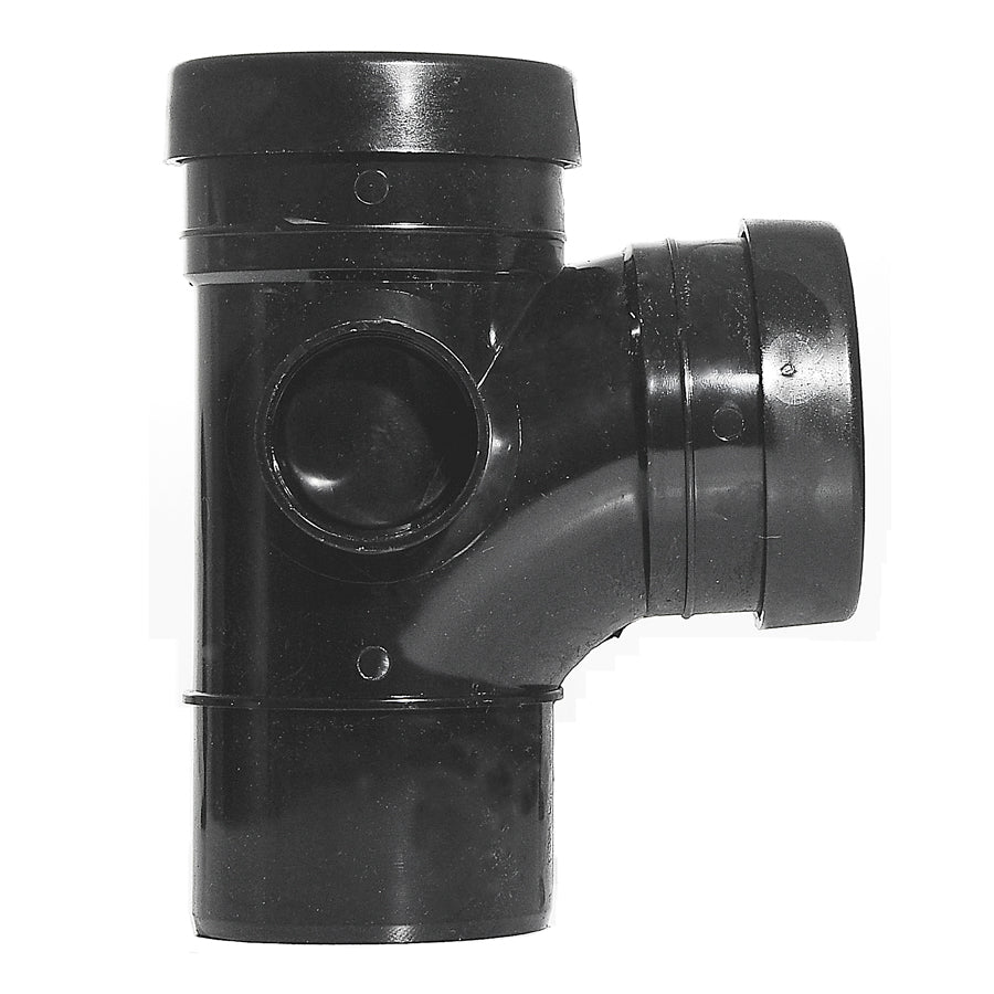 110mm Push Fit Soil Branch 92 Spigot/Double Socket Black - drainagedistribution.co.uk