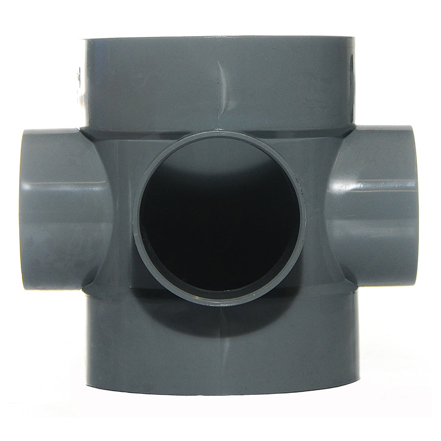 110mm Push Fit Soil Short Boss Pipe Connector Grey - drainagedistribution.co.uk