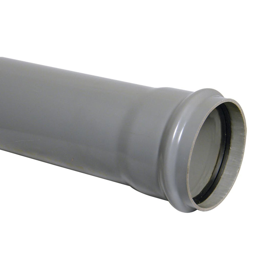 110mm Push Fit Soil Single Socket Pipe 3m Grey - drainagedistribution.co.uk