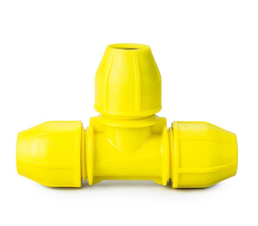 MDPE Yellow Gas Pipe Equal Tee 25mm - THE DRAINAGE DISTRIBUTION COMPANY