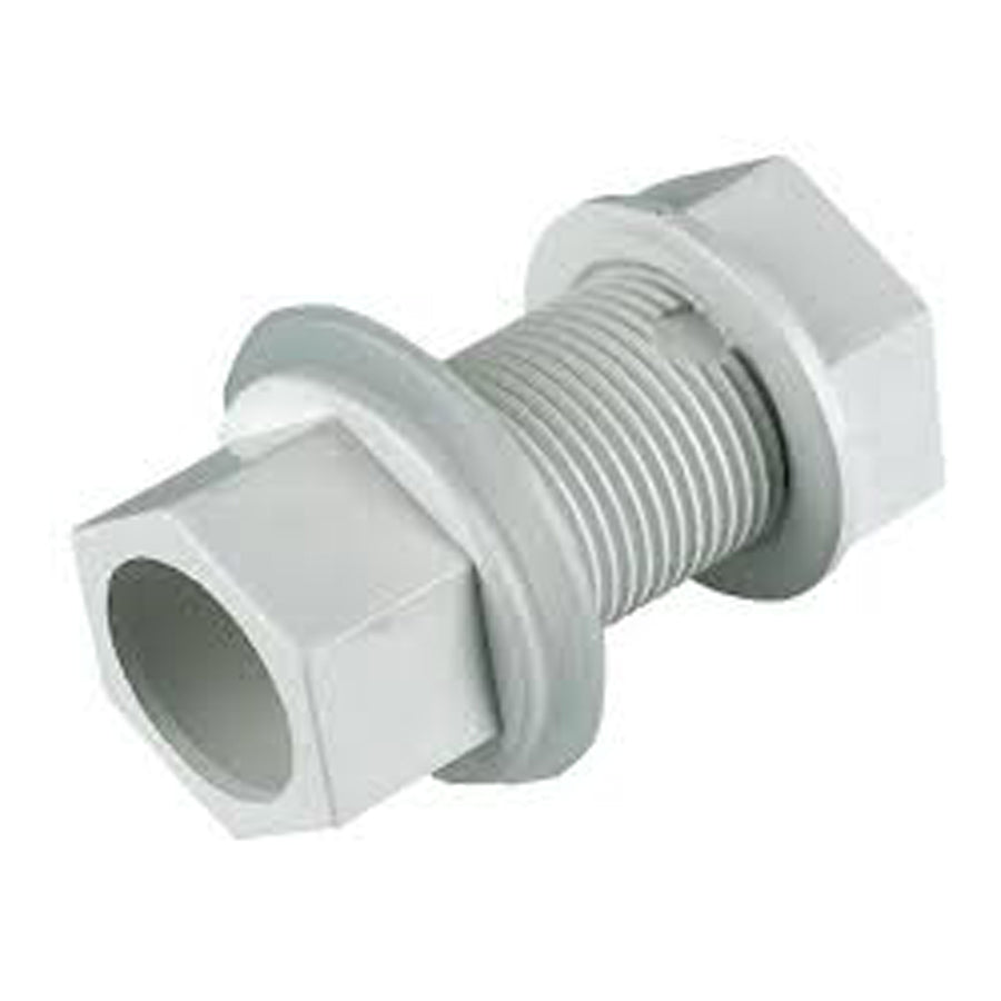 Solvent Weld Overflow Straight Tank Connector White - drainagedistribution.co.uk