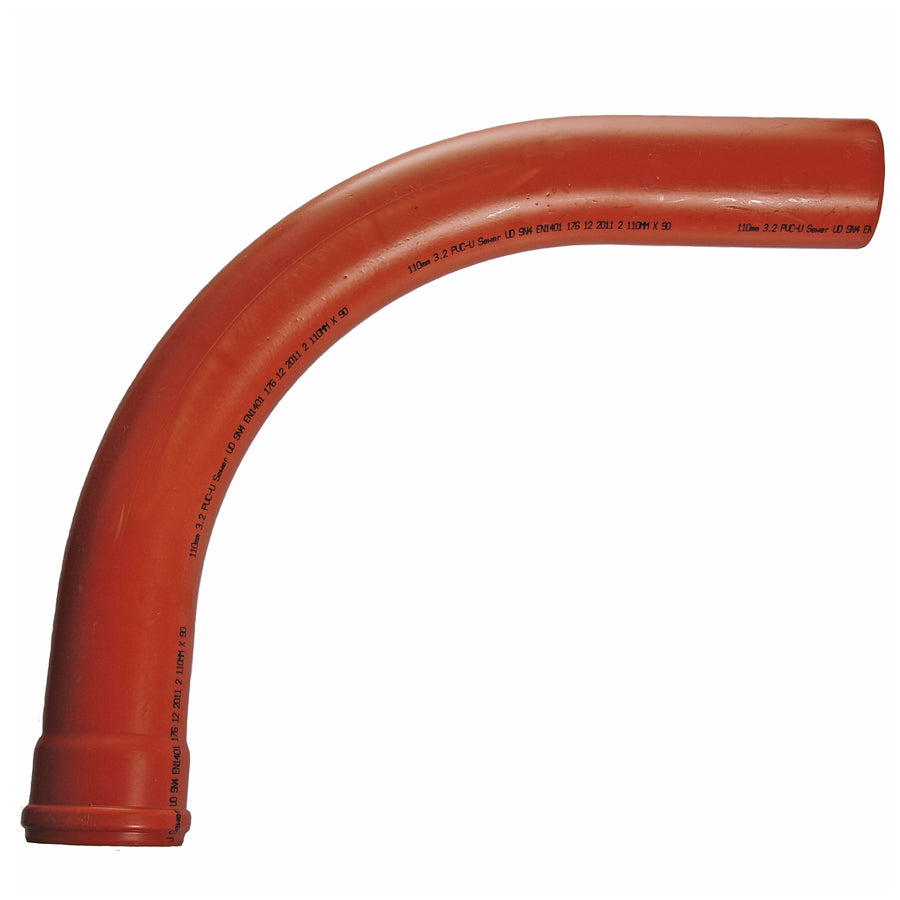 Underground Soil Pipe 110mm Long Radius Bend 90° - drainagedistribution.co.uk