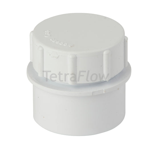 Tetraflow 32mm Solvent Waste Access Plug with Screw Cap White