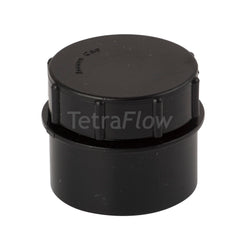 Tetraflow 50mm Solvent Waste Access Plug with Screw Cap Black