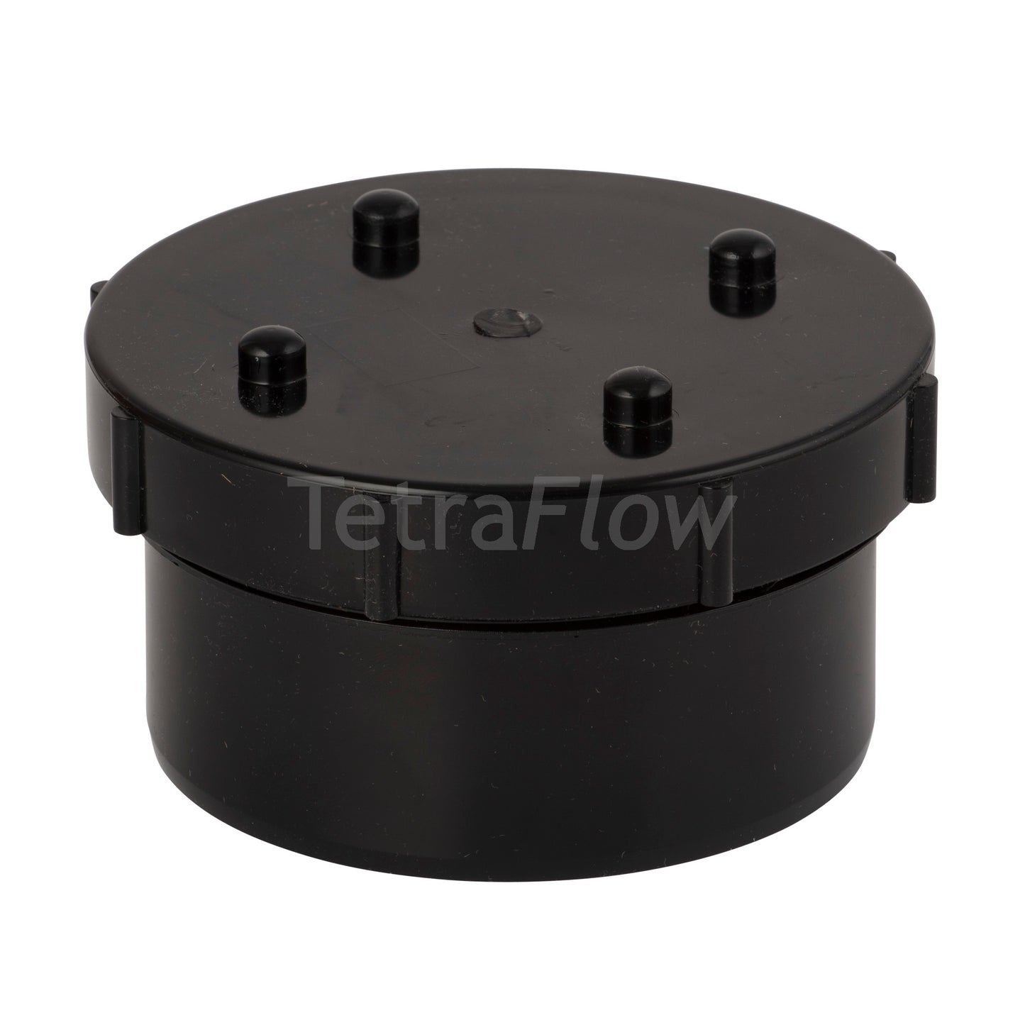 Tetraflow 110mm Solvent Soil Access Plug with Screw Cap Black