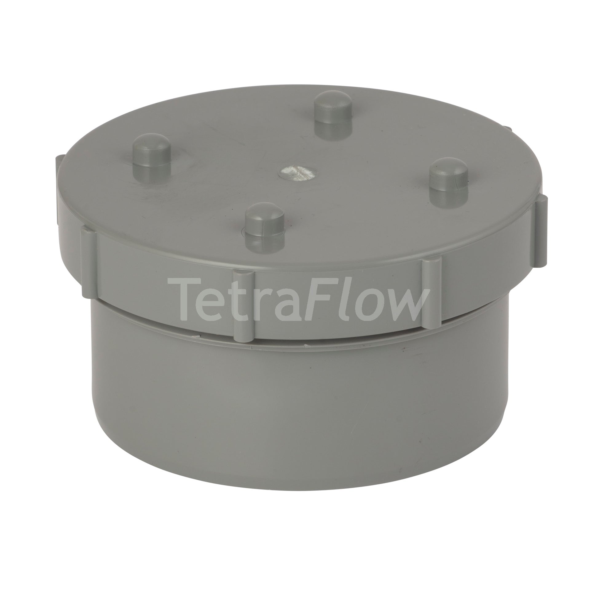 Tetraflow 110mm Push Fit Soil Access Plug with Screw Cap Grey - THE DRAINAGE DISTRIBUTION COMPANY LTD