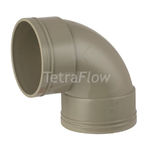 Tetraflow 110mm Solvent Soil Swept Bend 92 Double Socket Olive Grey - THE DRAINAGE DISTRIBUTION COMPANY LTD