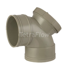 Tetraflow 110mm Solvent Soil Access Door Bend 92 Double Socket Olive Grey