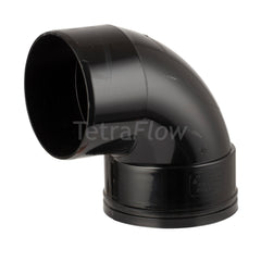 Tetraflow 110mm Solvent Soil Bend 92 Single Socket/Spigot Black
