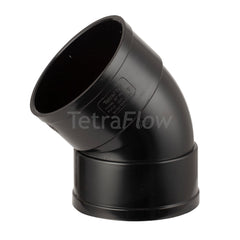 Tetraflow 110mm Solvent Soil Bend 45 Double Socket Black