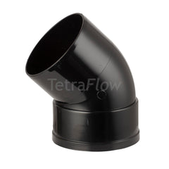 Tetraflow 110mm Solvent Soil Bend 45 Single Socket/Spigot Black