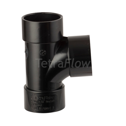 Tetraflow 32mm Solvent Waste Branch 92 Triple Socket Black