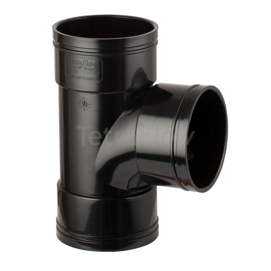 Tetraflow 110mm Solvent Soil Branch 92 Triple Socket Black No Boss