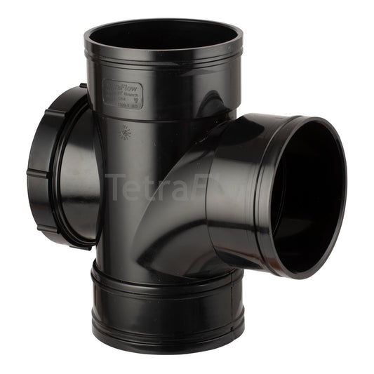 Tetraflow 110mm Solvent Soil Access Door Branch Triple Socket Black