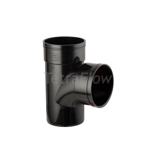 Tetraflow 110mm Solvent Soil 92 Branch Double Socket/Spigot Black