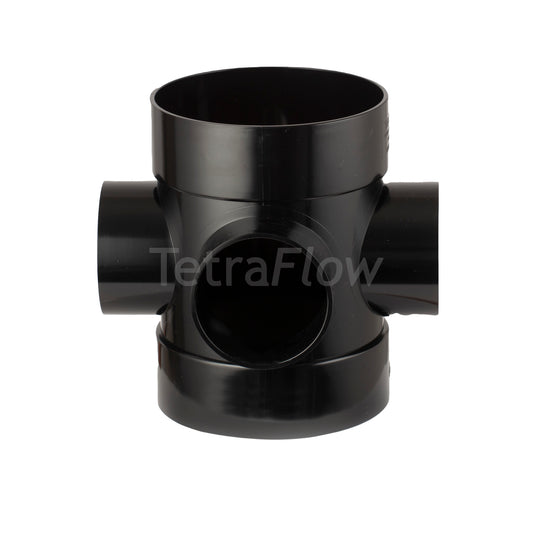 Tetraflow 110mm Push Fit Soil Short Boss Pipe Connector Black - THE DRAINAGE DISTRIBUTION COMPANY LTD