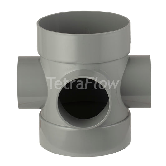 Tetraflow 110mm Push Fit Soil Short Boss Pipe Connector Grey - THE DRAINAGE DISTRIBUTION COMPANY LTD