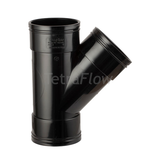 Tetraflow 110mm Solvent Soil Branch 45 Triple Socket Black