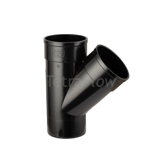 Tetraflow 110mm Solvent Soil 45 Branch Spigot/Triple Socket Black