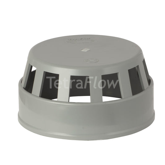 Tetraflow 110mm Push Fit Soil Vent Cowl Grey - THE DRAINAGE DISTRIBUTION COMPANY LTD