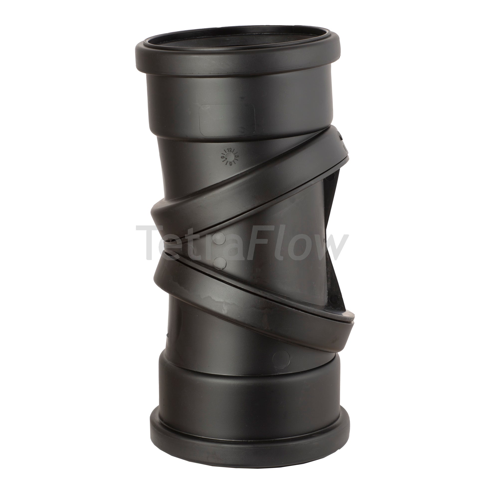 Tetraflow 110mm Push Fit Soil Adjustable 0 - 90 Bend Double Socket Black - THE DRAINAGE DISTRIBUTION COMPANY LTD