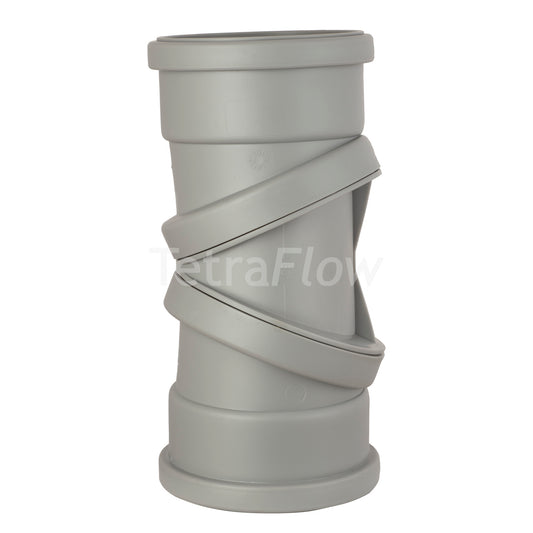 Tetraflow 110mm Push Fit Soil Adjustable 0 - 90 Bend Double Socket Grey - THE DRAINAGE DISTRIBUTION COMPANY LTD