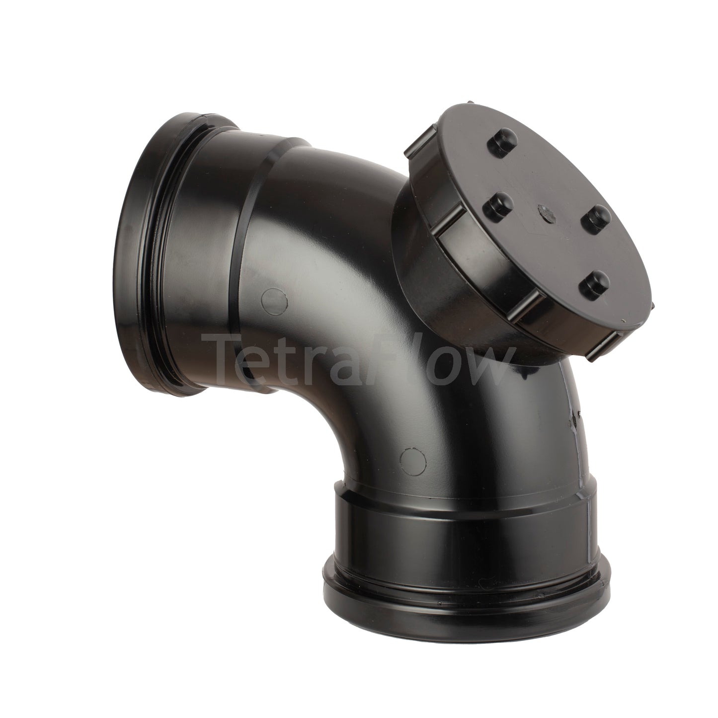 Tetraflow 110mm Push Fit Soil Access Door Branch 92 Bend Black - THE DRAINAGE DISTRIBUTION COMPANY LTD