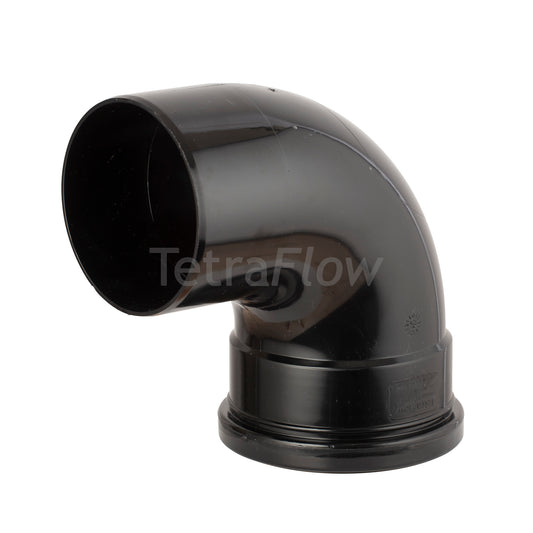 Tetraflow 110mm Push Fit Soil 92 Bend Single Socket/Spigot Black - THE DRAINAGE DISTRIBUTION COMPANY LTD