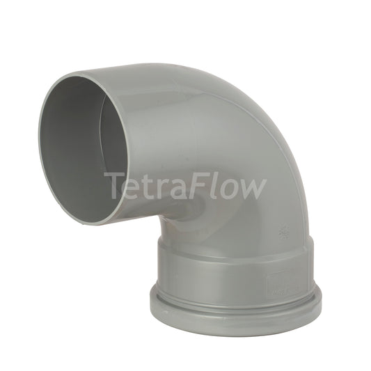 Tetraflow 110mm Push Fit Soil 92 Bend Single Socket/Spigot Grey - THE DRAINAGE DISTRIBUTION COMPANY LTD
