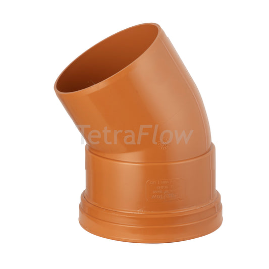 Tetraflow Underground Soil Pipe 110mm 15° Bend Single Socket/Spigot