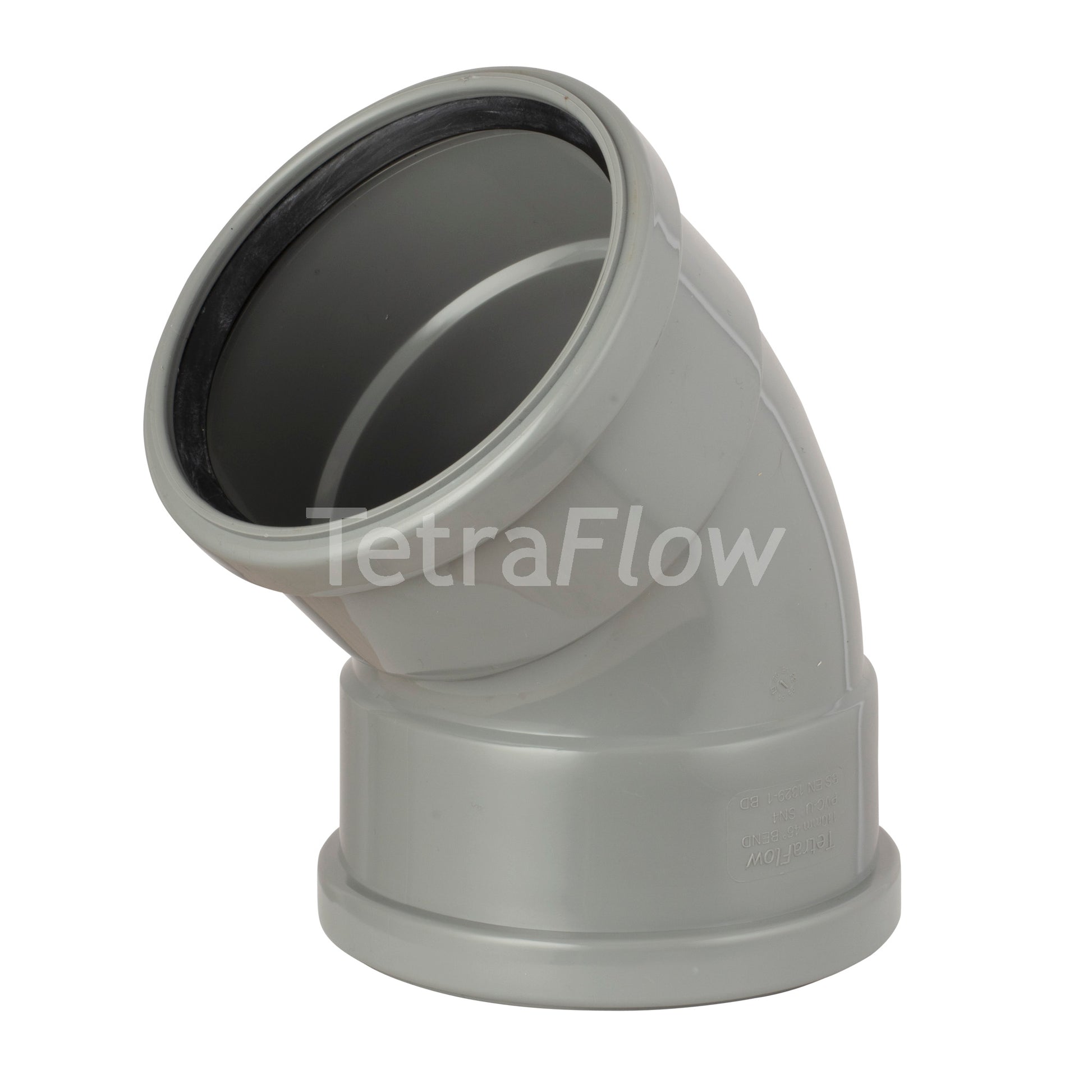 Tetraflow 110mm Push Fit Soil 45 Bend Double Socket Grey - THE DRAINAGE DISTRIBUTION COMPANY LTD