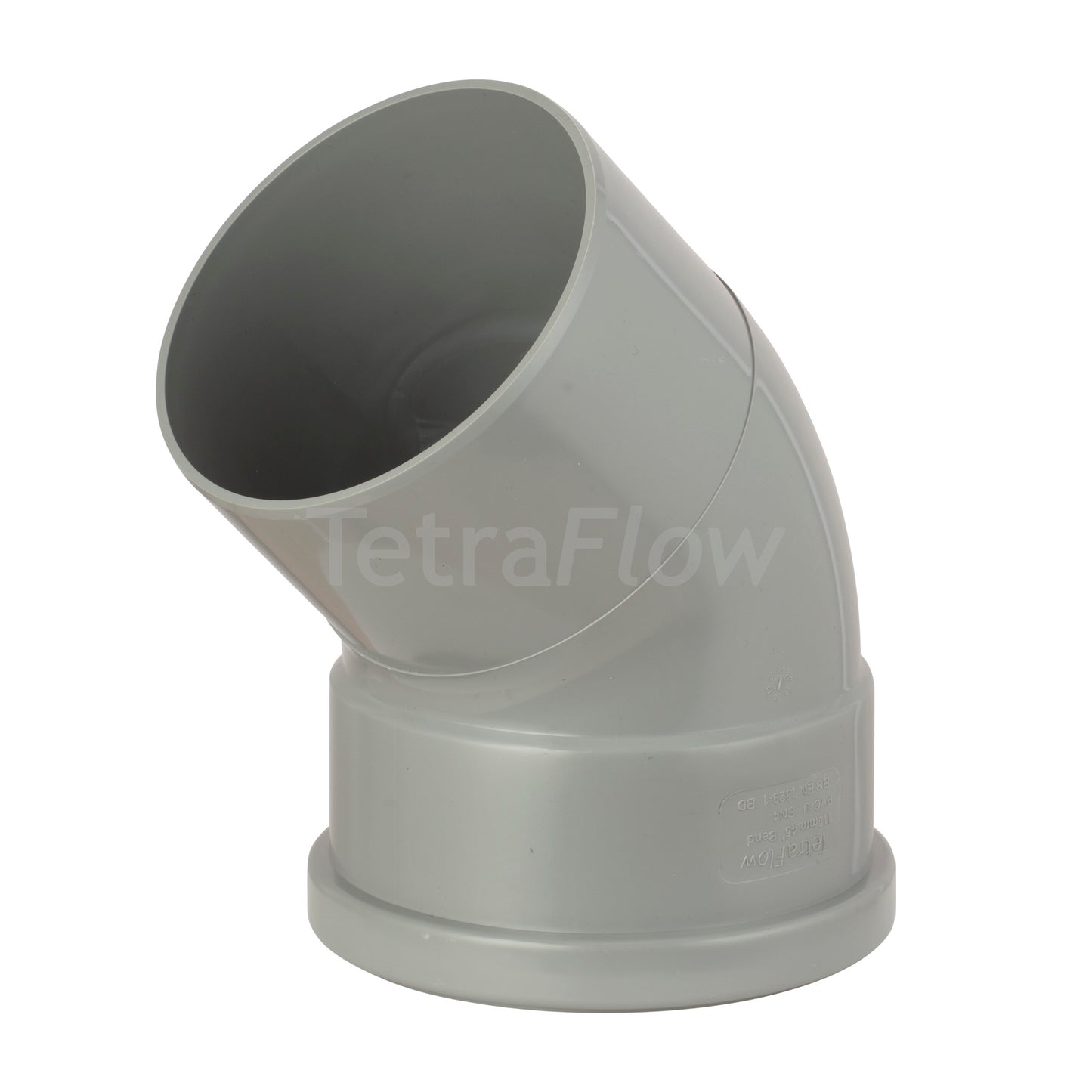 Tetraflow 110mm Push Fit Soil 45 Bend Single Socket/Spigot Grey - THE DRAINAGE DISTRIBUTION COMPANY LTD