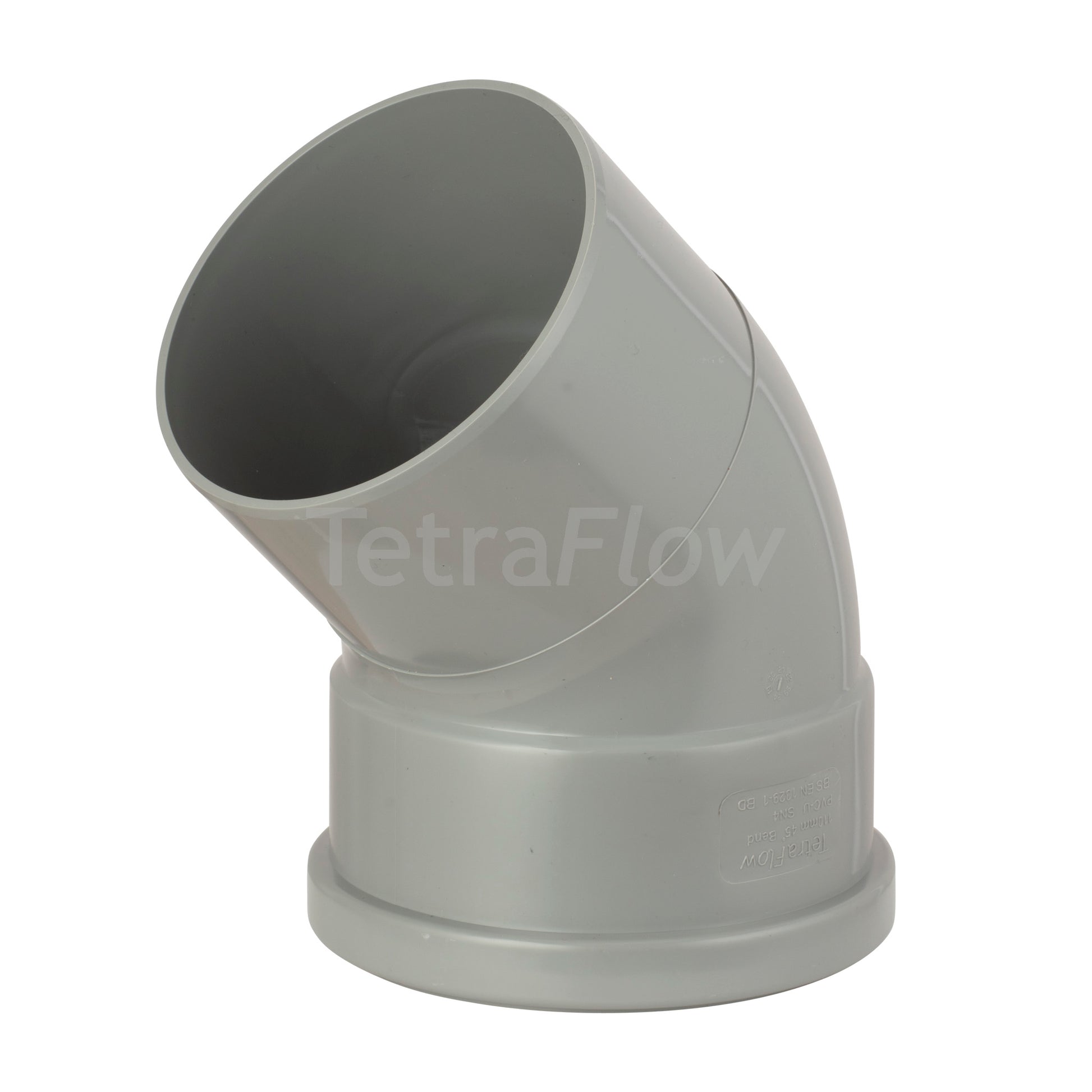 Tetraflow 110mm Push Fit Soil 45 Bend Single Socket/Spigot Grey - THE DRAINAGE DISTRIBUTION COMPANY LTD