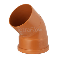 Tetraflow Underground Soil Pipe 110mm 45° Bend Single Socket\/Spigot