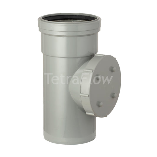 Tetraflow 110mm Push Fit Soil Access Pipe Grey - THE DRAINAGE DISTRIBUTION COMPANY LTD