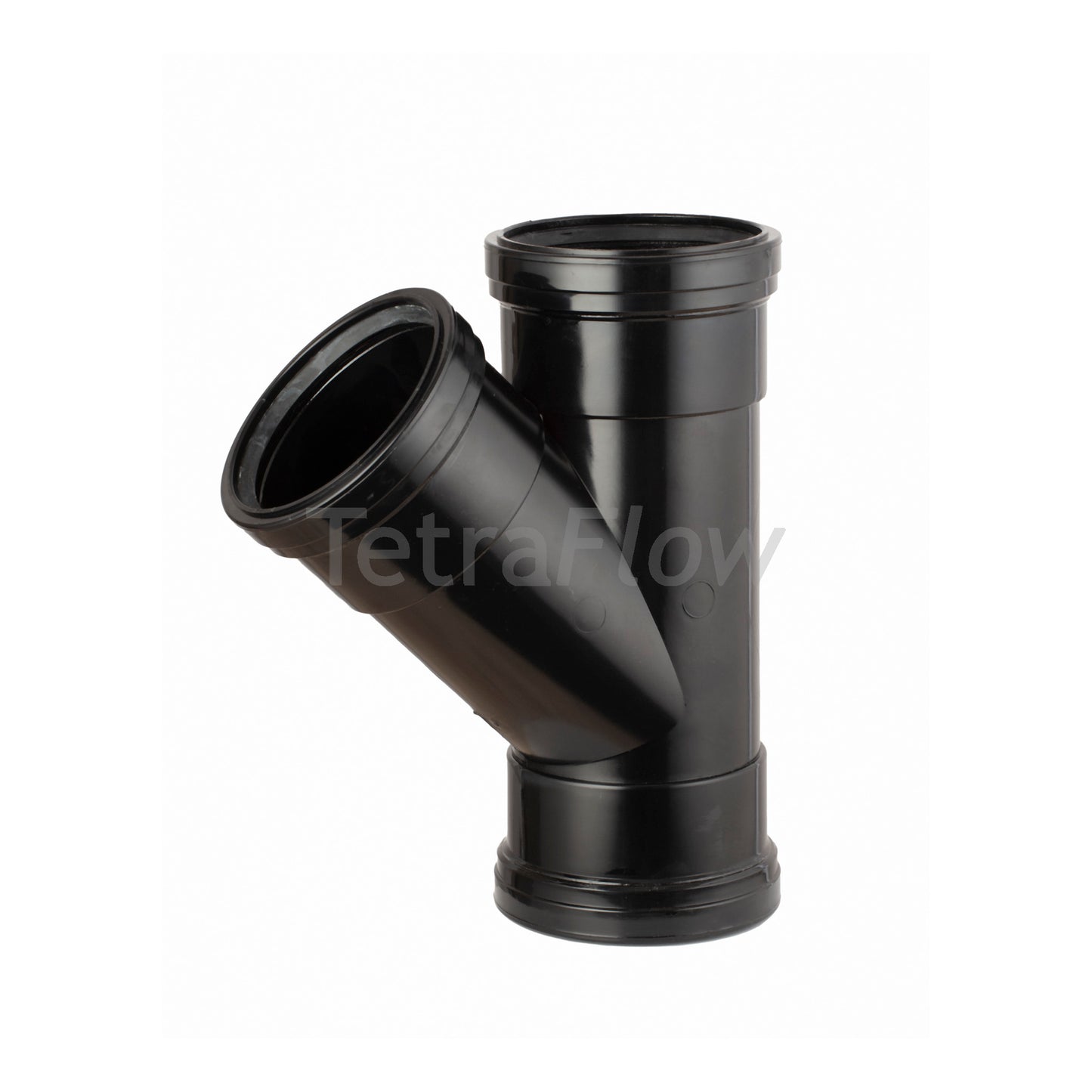 Tetraflow 110mm Push Fit Soil Branch 135 Triple Socket Black - THE DRAINAGE DISTRIBUTION COMPANY LTD