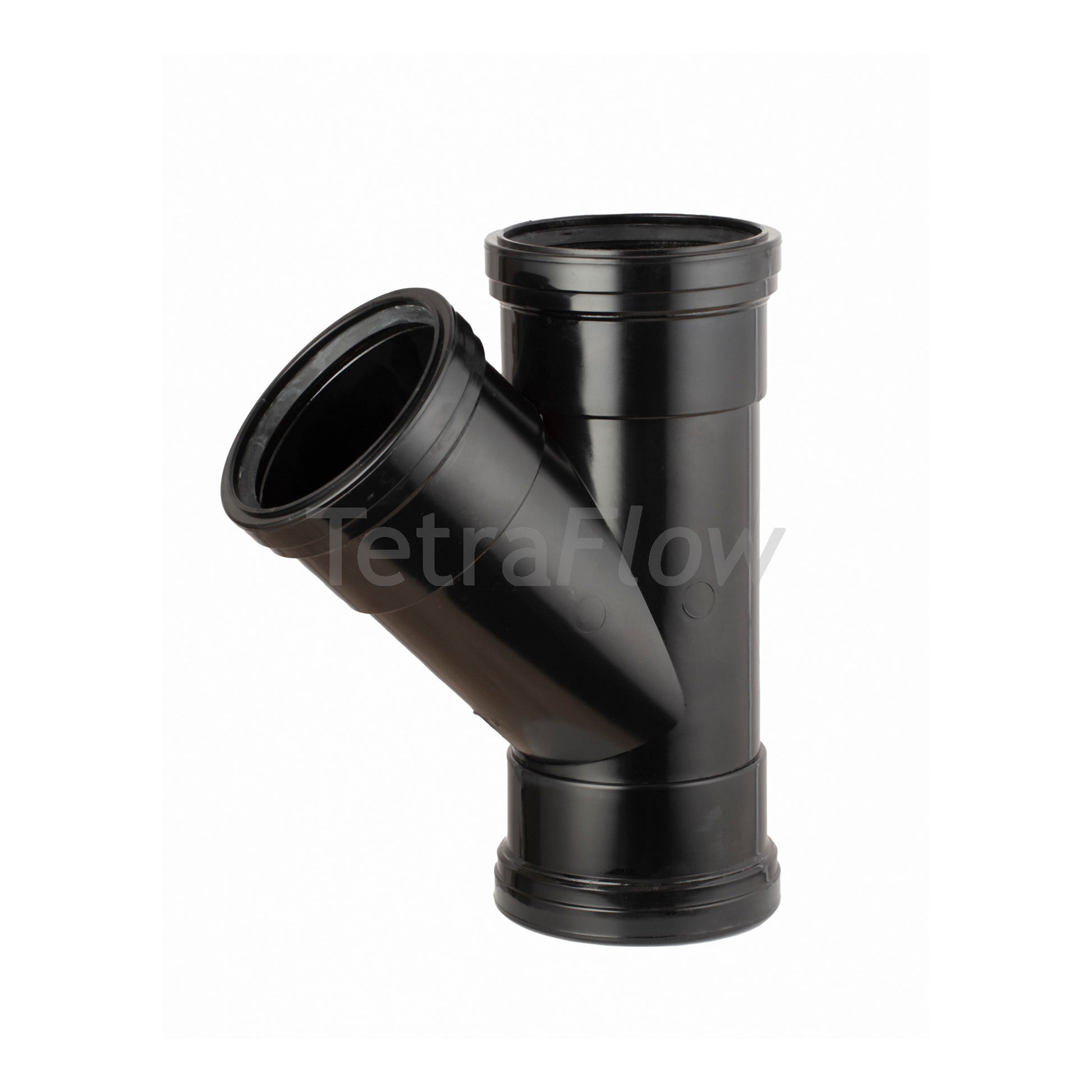 Tetraflow 110mm Push Fit Soil Branch 135 Triple Socket Black - THE DRAINAGE DISTRIBUTION COMPANY LTD