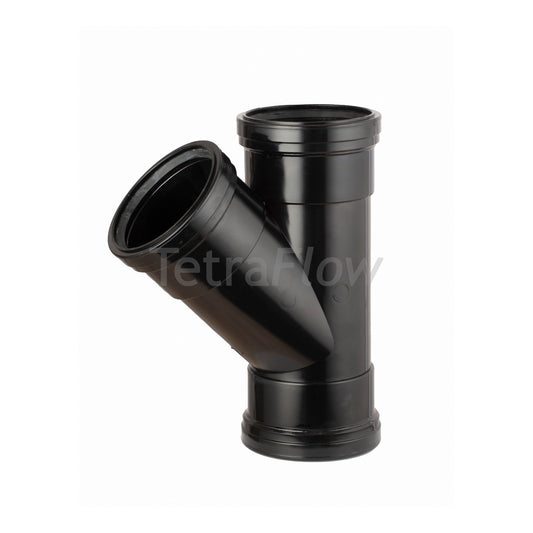 Tetraflow 110mm Push Fit Soil Branch 135 Triple Socket Black - THE DRAINAGE DISTRIBUTION COMPANY LTD