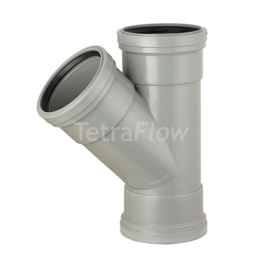 Tetraflow 110mm Push Fit Soil Branch 135 Triple Socket Grey - THE DRAINAGE DISTRIBUTION COMPANY LTD