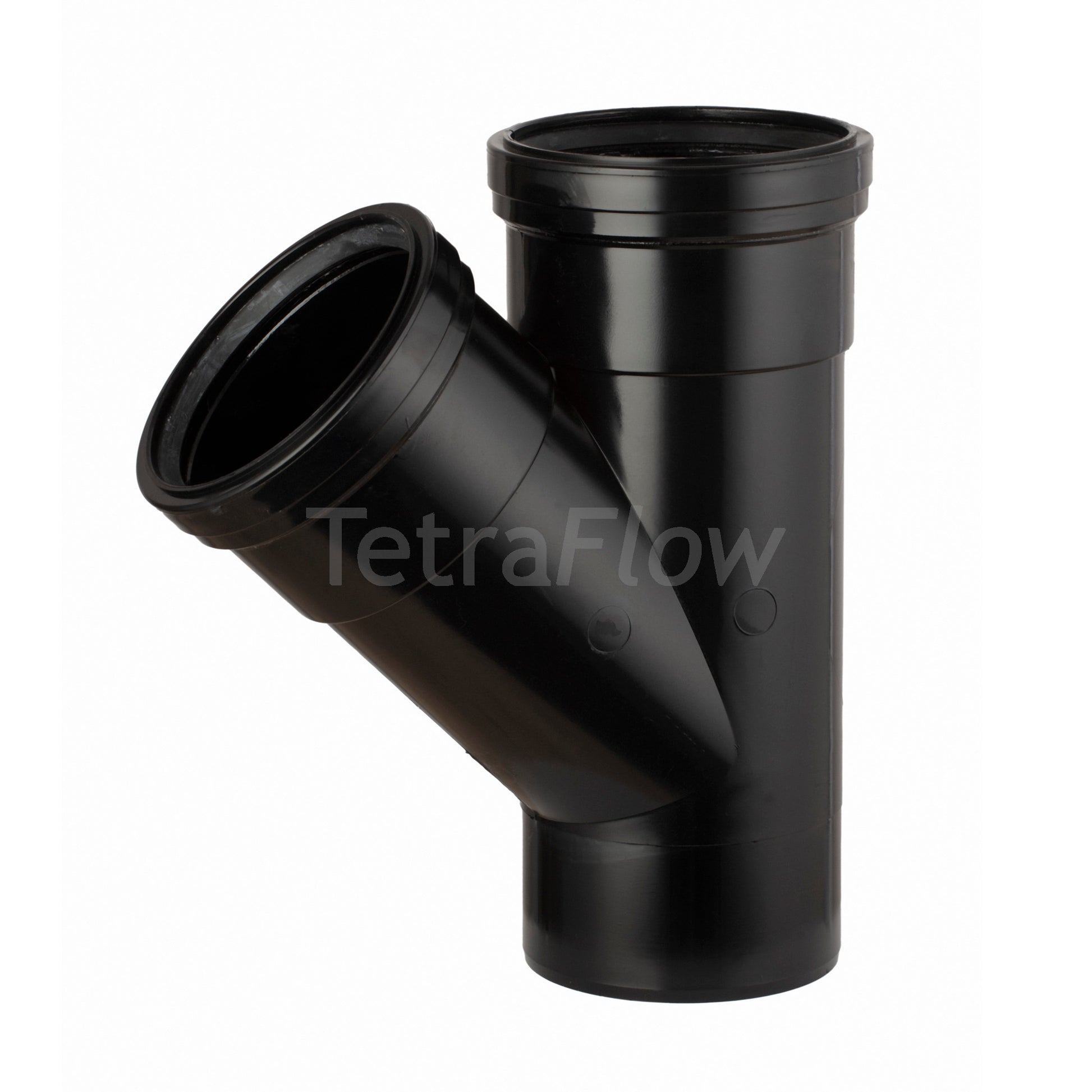 Tetraflow 110mm Push Fit Soil Branch 135 Double Socket/Spigot Black - THE DRAINAGE DISTRIBUTION COMPANY LTD