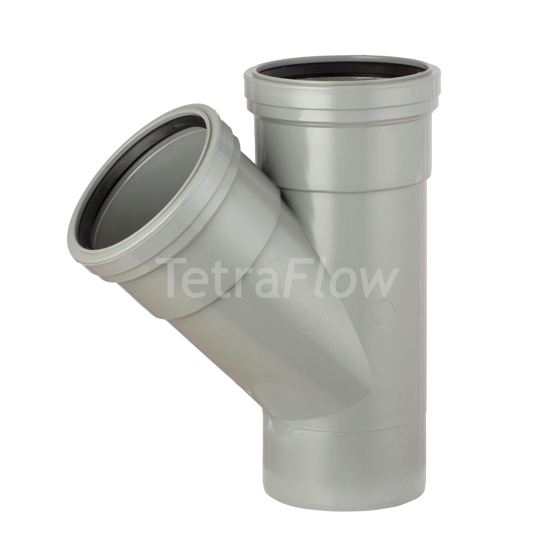 Tetraflow 110mm Push Fit Soil Branch 135 Double Socket/Spigot Grey - THE DRAINAGE DISTRIBUTION COMPANY LTD