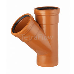 Tetraflow Underground Soil Pipe 110mm Branch 135° Double Socket/Spigot