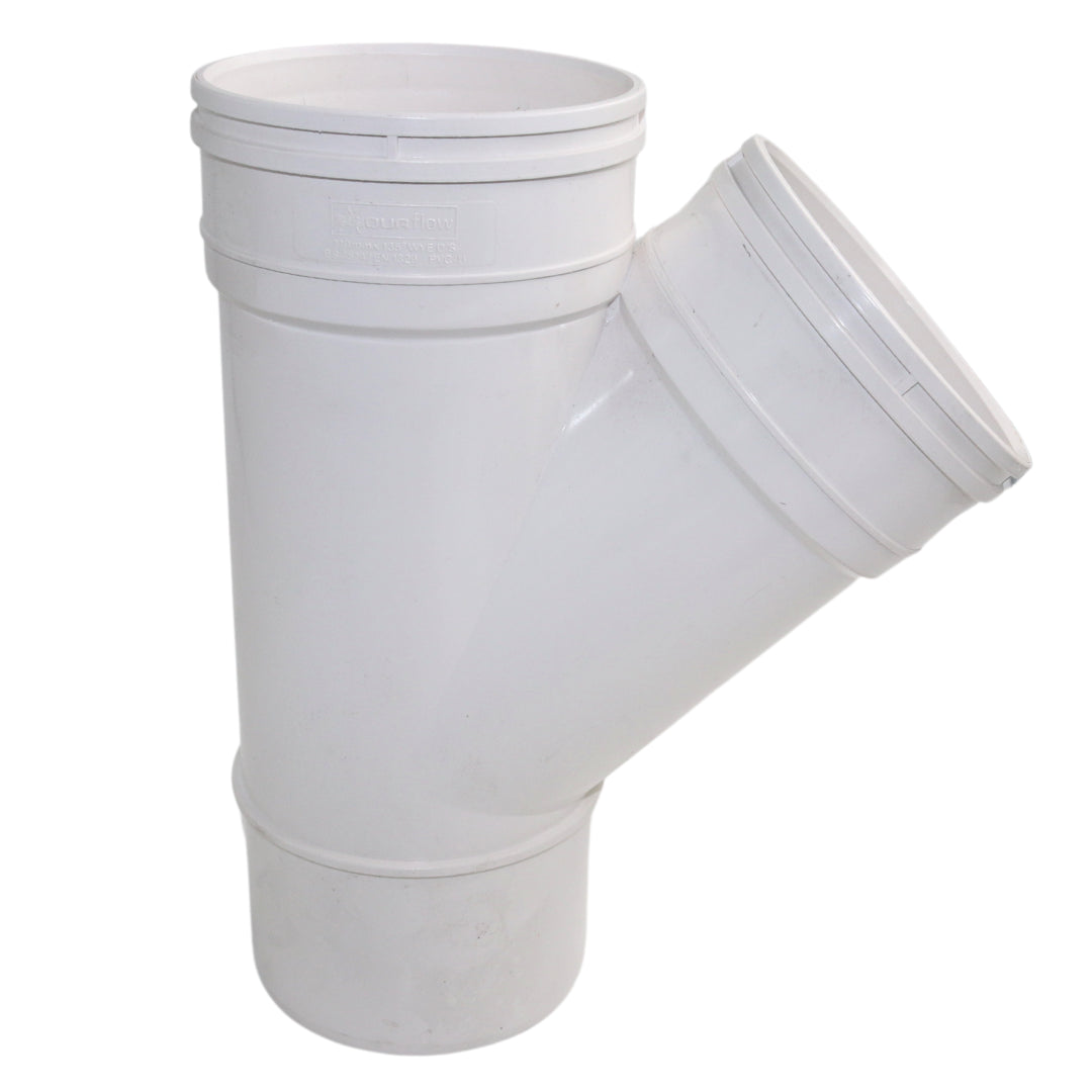 Aquaflow 110mm Solvent Soil 135 Branch Spigot/Triple Socket White