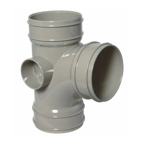 Tetraflow 110mm Solvent Soil Branch 92 Triple Socket Olive Grey With Boss