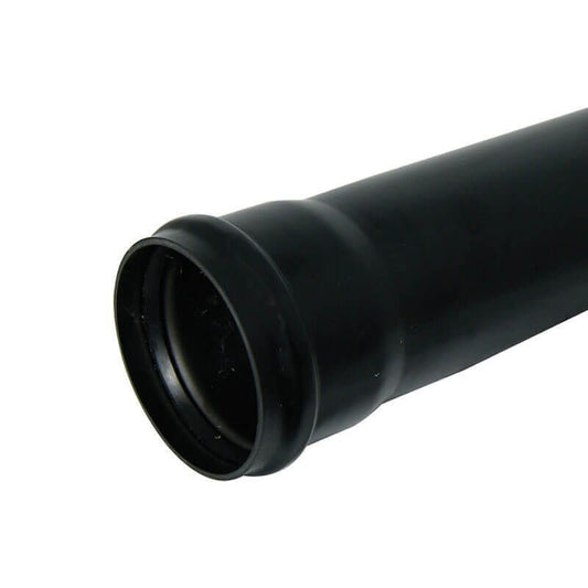 Tetraflow 110mm Push Fit Soil Single Socket Pipe 3m Black - THE DRAINAGE DISTRIBUTION COMPANY LTD